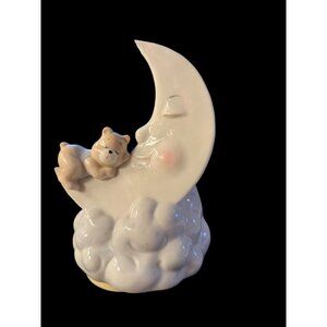 Porcelain Moon Clouds & Sleeping Teddy Bear Music Box ~ Hush My Babe